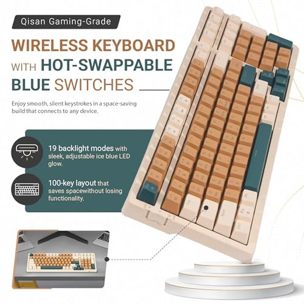 Mechanical Gaming Keyboard: Qisan Wireless/Wired Triple – Side View