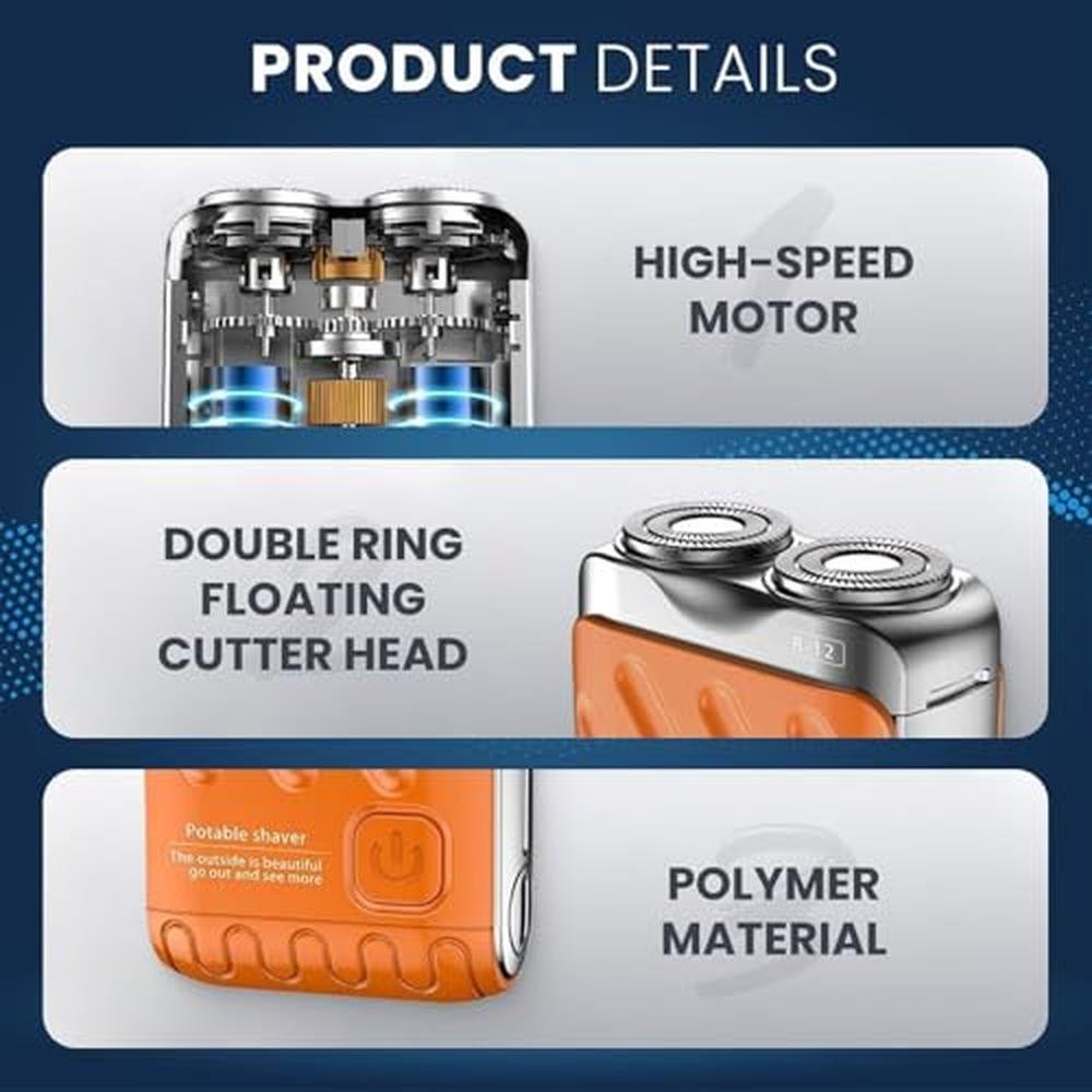 Shaver Luggage: R-12 Electric Shaver Mini Portable Beard – Close-up Detail