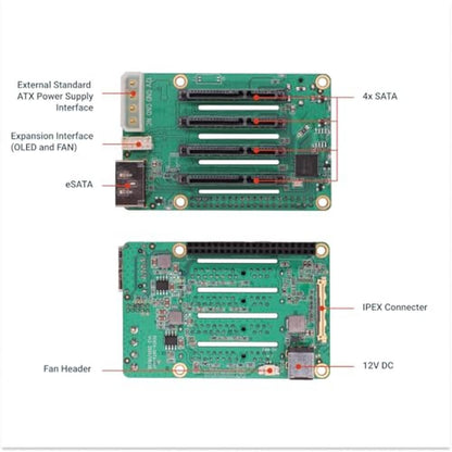 SATA Hat: Radxa Penta SATA Hat Up to 5x SATA Disks – Side View