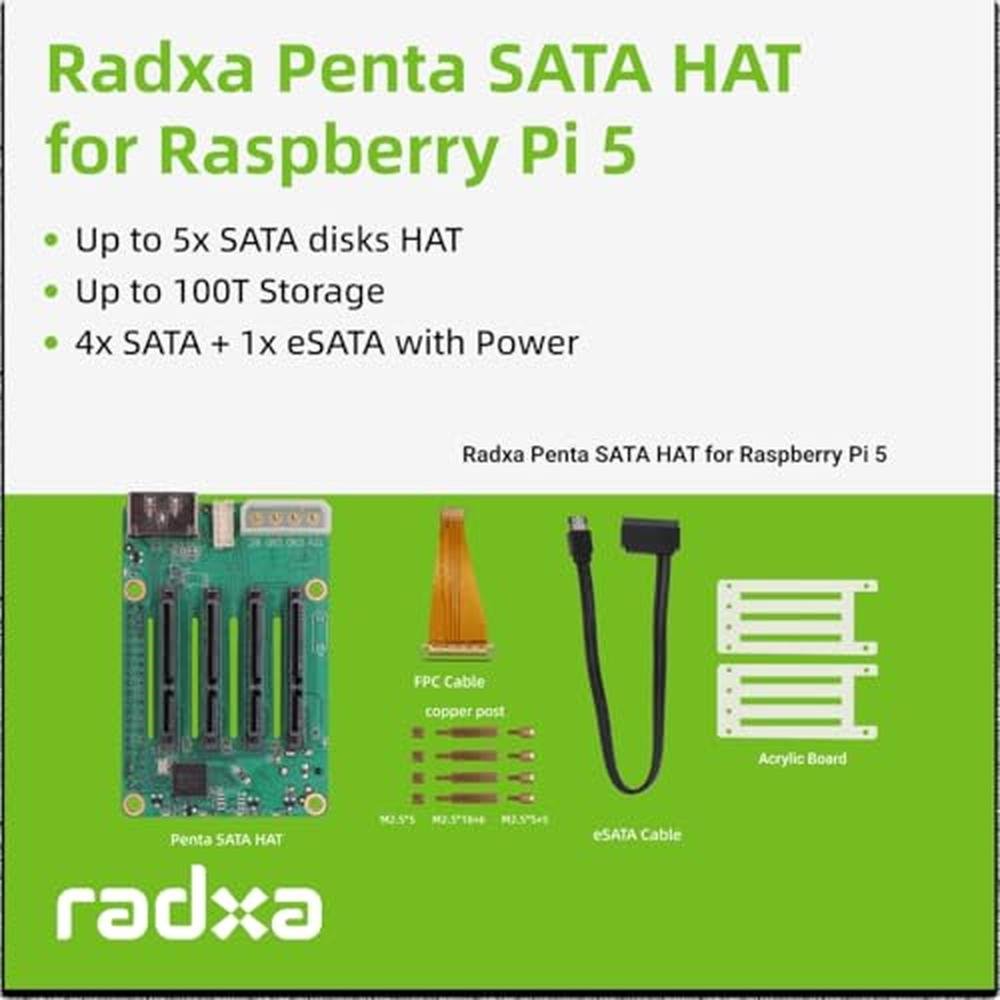 SATA Hat: Radxa Penta SATA Hat Up to 5x SATA Disks – Packaging