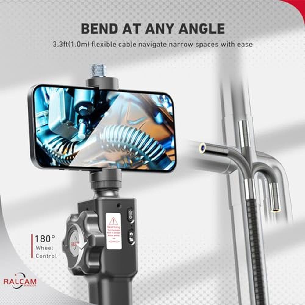 Ralcam Endoscope: 2-Way Articulating Borescope with Light – Side View
