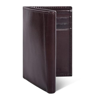 Real Leather: Men's Trifold Wallet RFID Blocking Slim – Front View