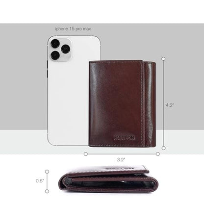 Real Leather: Men's Trifold Wallet RFID Blocking Slim – In Use