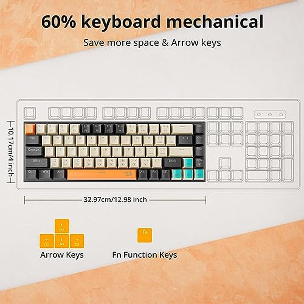 Keyboard Keys: Redragon 60% Mechanical Gaming Keyboard 68 – Side View