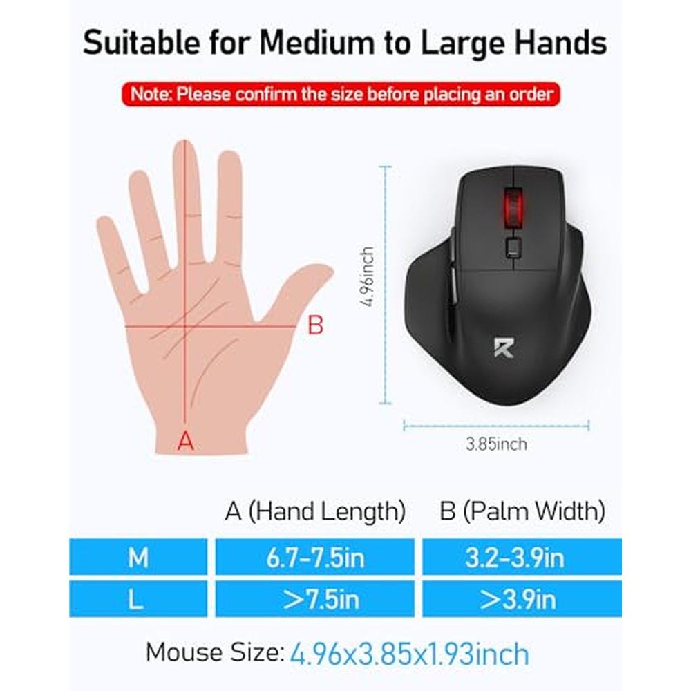 Redragon Big Wireless Mouse for Medium to Large Hands – Side View