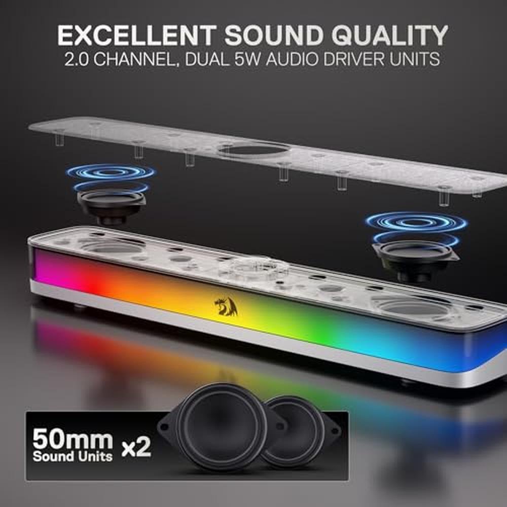 Desktop Redragon: Redragon GS515 RGB 2.0 Channel Stereo – Side View