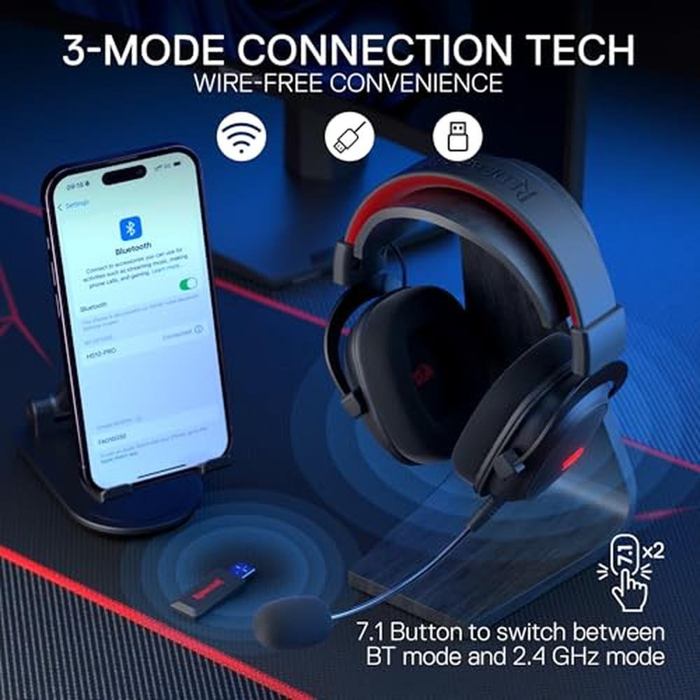 Redragon H510 PRO: 3-Mode RGB Gaming Headset – Close-up Detail