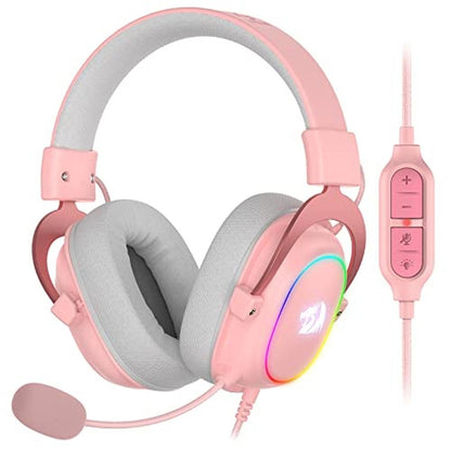 Redragon H510 Zeus-X RGB Pink Wired Gaming Headset – Front View