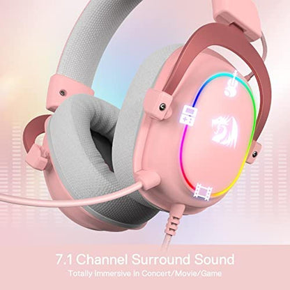 Redragon H510 Zeus-X RGB Pink Wired Gaming Headset – Close-up Detail