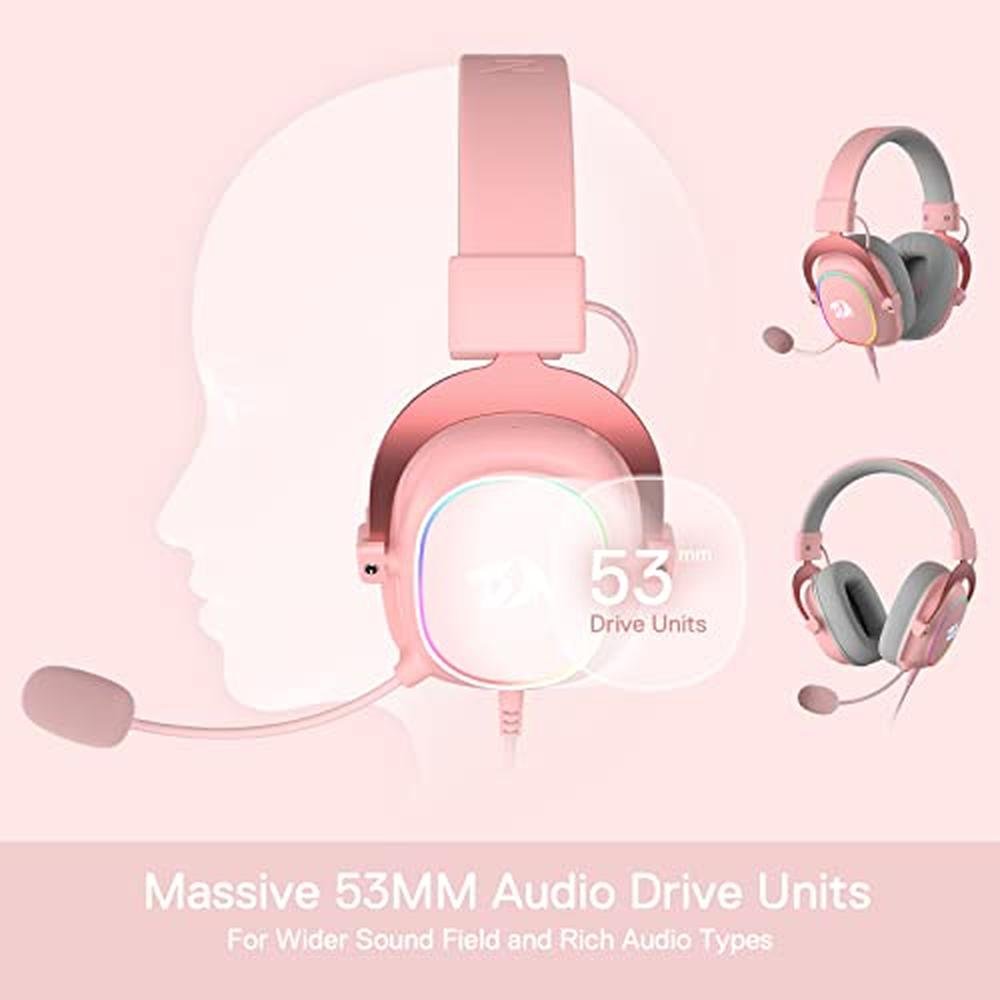 Redragon H510 Zeus-X RGB Pink Wired Gaming Headset – In Use