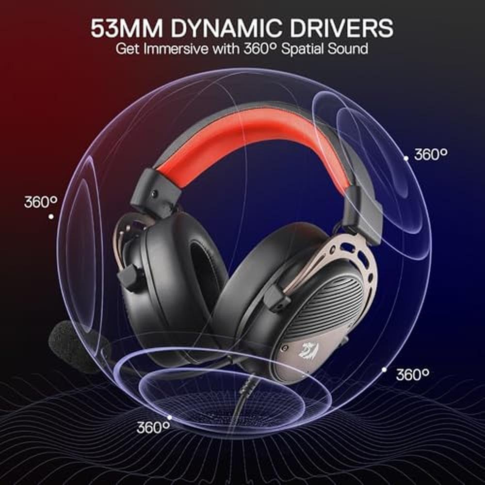 Gaming Headset: Redragon H730 USB Wired 53mm Drivers – Side View