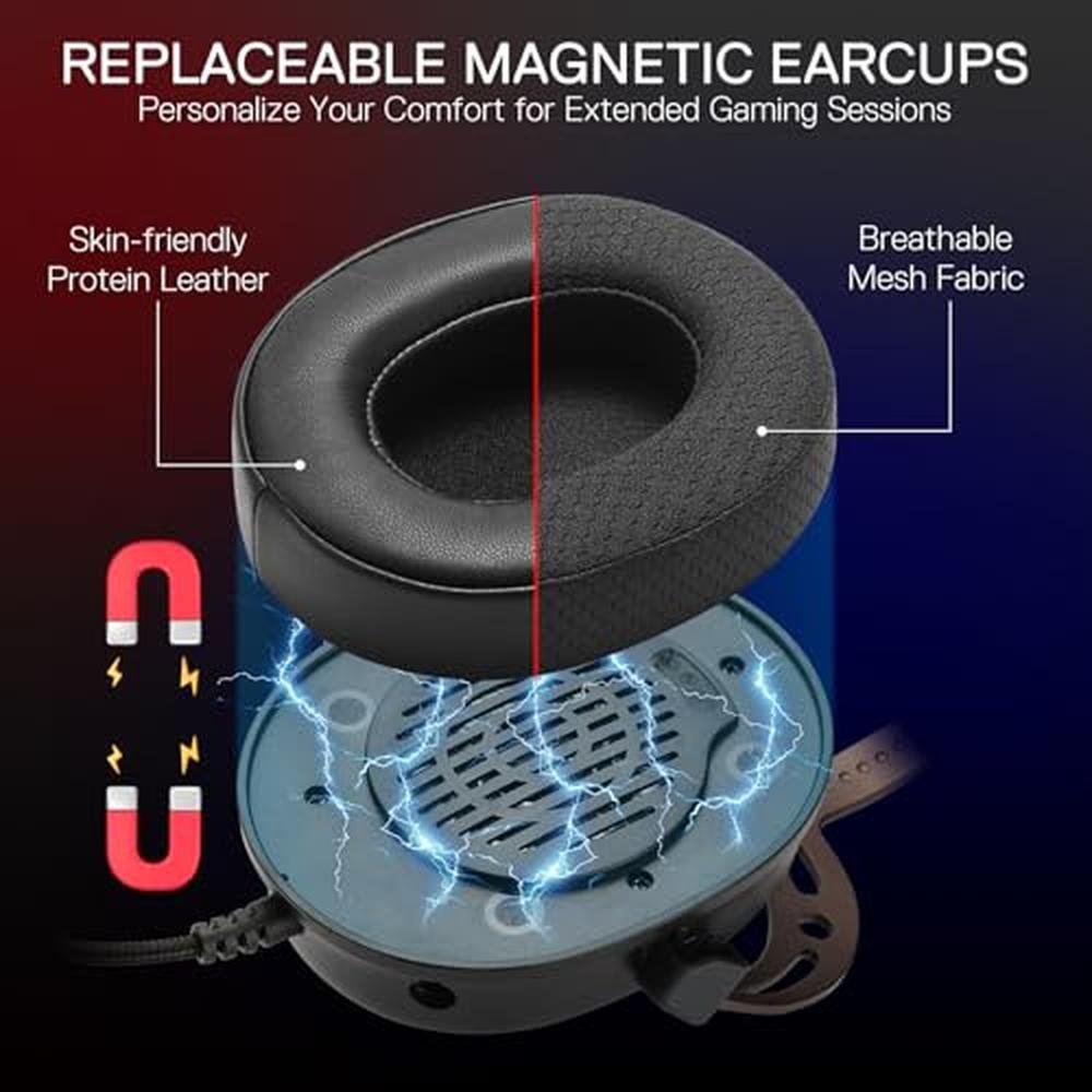 Gaming Headset: Redragon H730 USB Wired 53mm Drivers – Close-up Detail