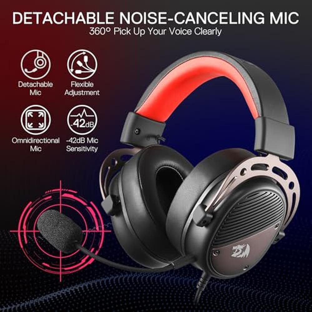 Gaming Headset: Redragon H730 USB Wired 53mm Drivers – In Use
