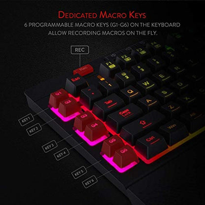 Redragon K512 Shiva RGB Backlit Membrane Gaming Keyboard – Side View