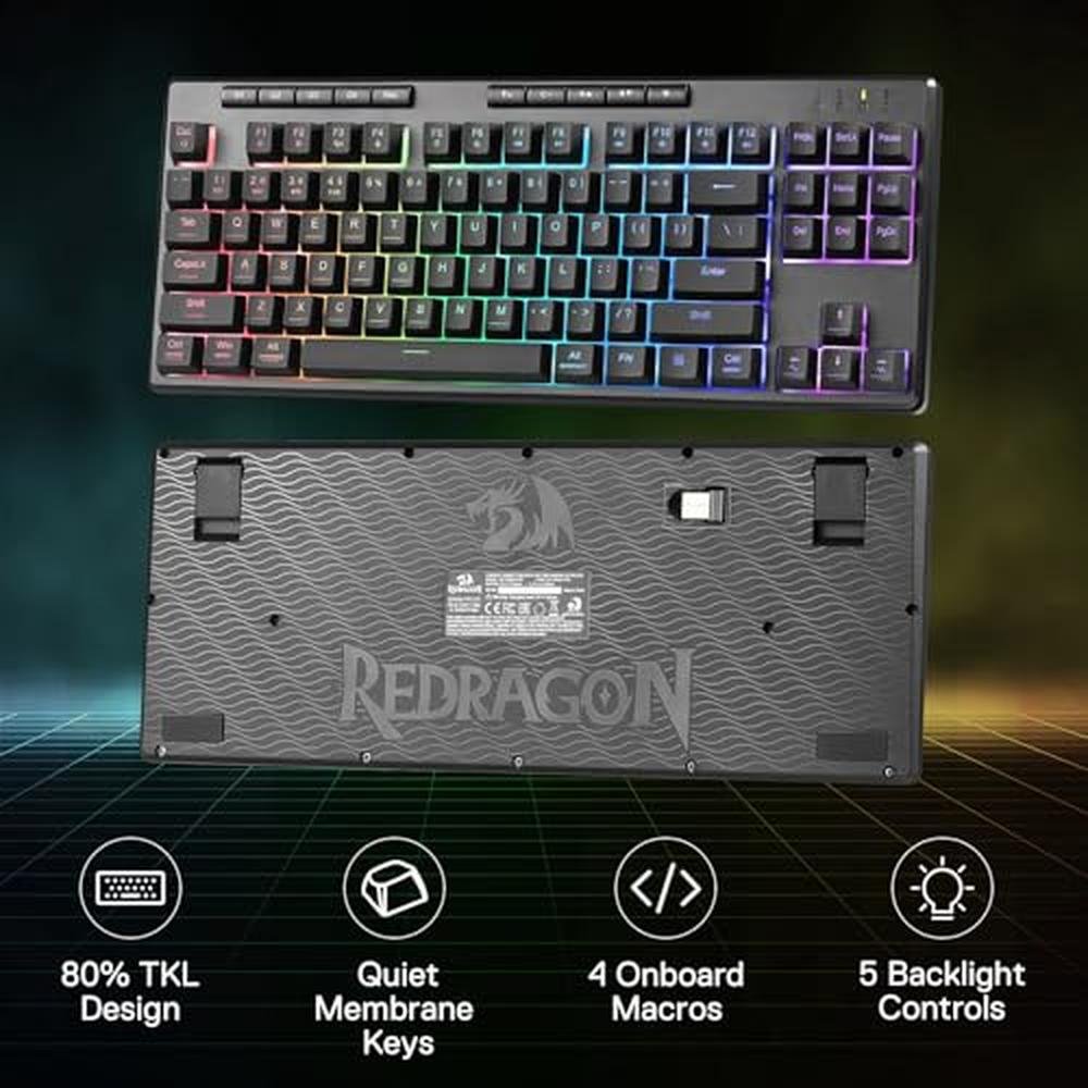 RGB Keyboard: Redragon K516 PRO Shiva TKL Wireless Membrane – Side View