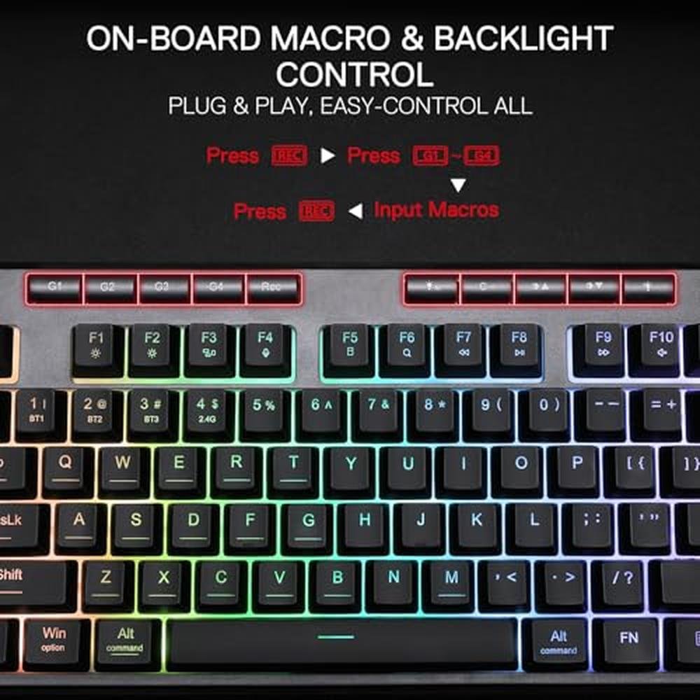 RGB Keyboard: Redragon K516 PRO Shiva TKL Wireless Membrane – In Use
