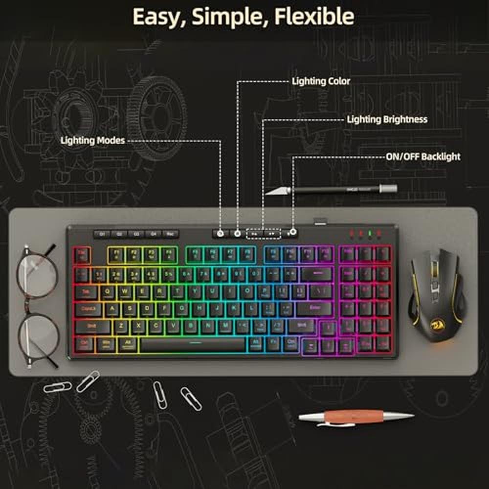 Gaming Keyboard: Redragon K517 Pro Wireless 94 Keys – In Use
