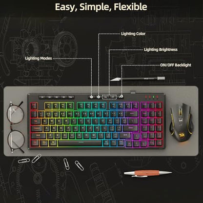 Gaming Keyboard: Redragon K517 Pro Wireless 94 Keys – In Use