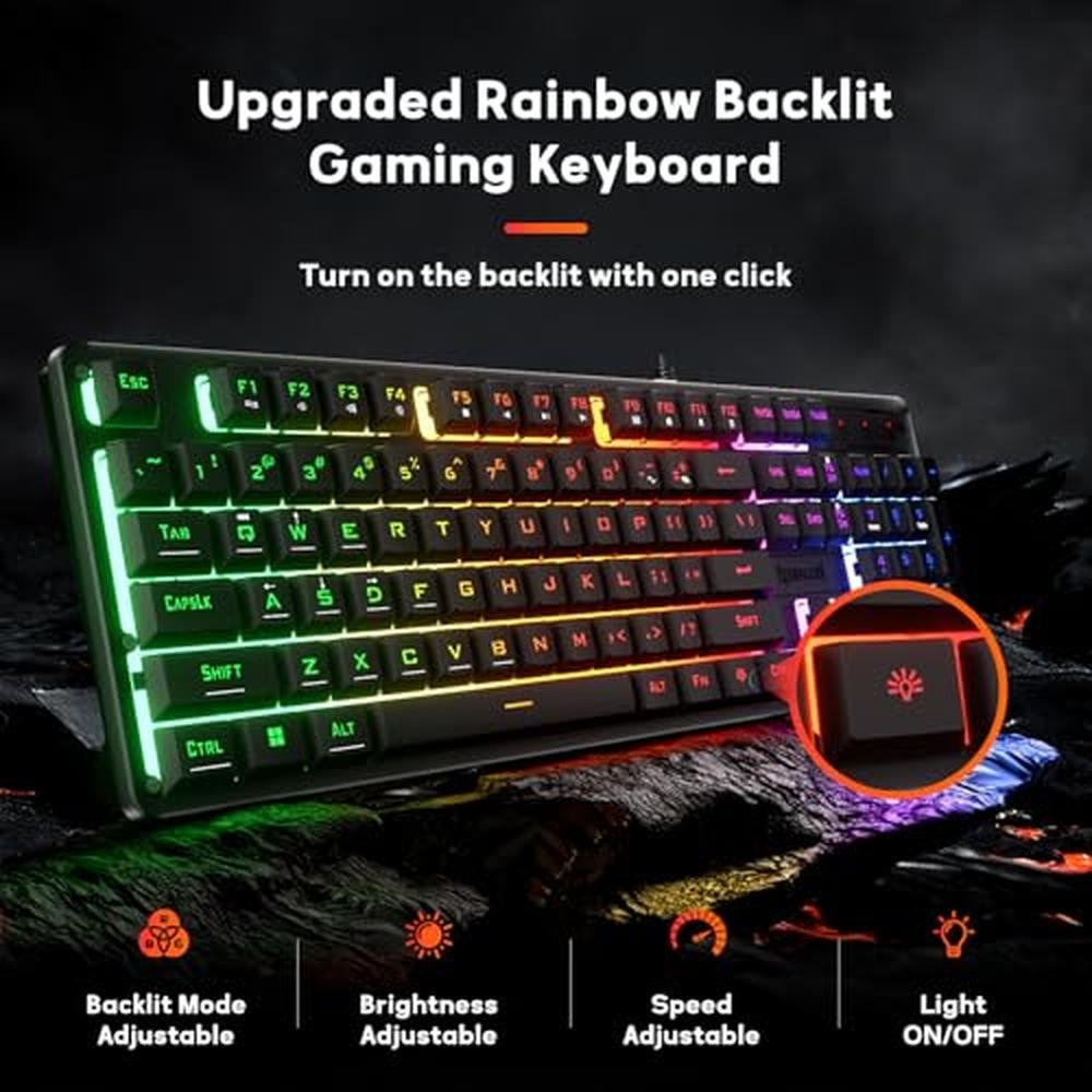 Gaming Keyboard Keys: Redragon K521 Upgrade Rainbow LED – Side View