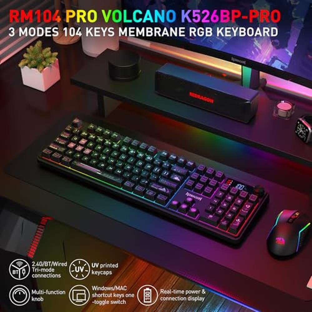 Gaming Keyboard: Redragon K526 PRO RGB Wireless Membrane – Side View