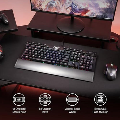 Keyboard Keys: Redragon K550 RGB Gaming Keyboard 104 Keys + – Side View