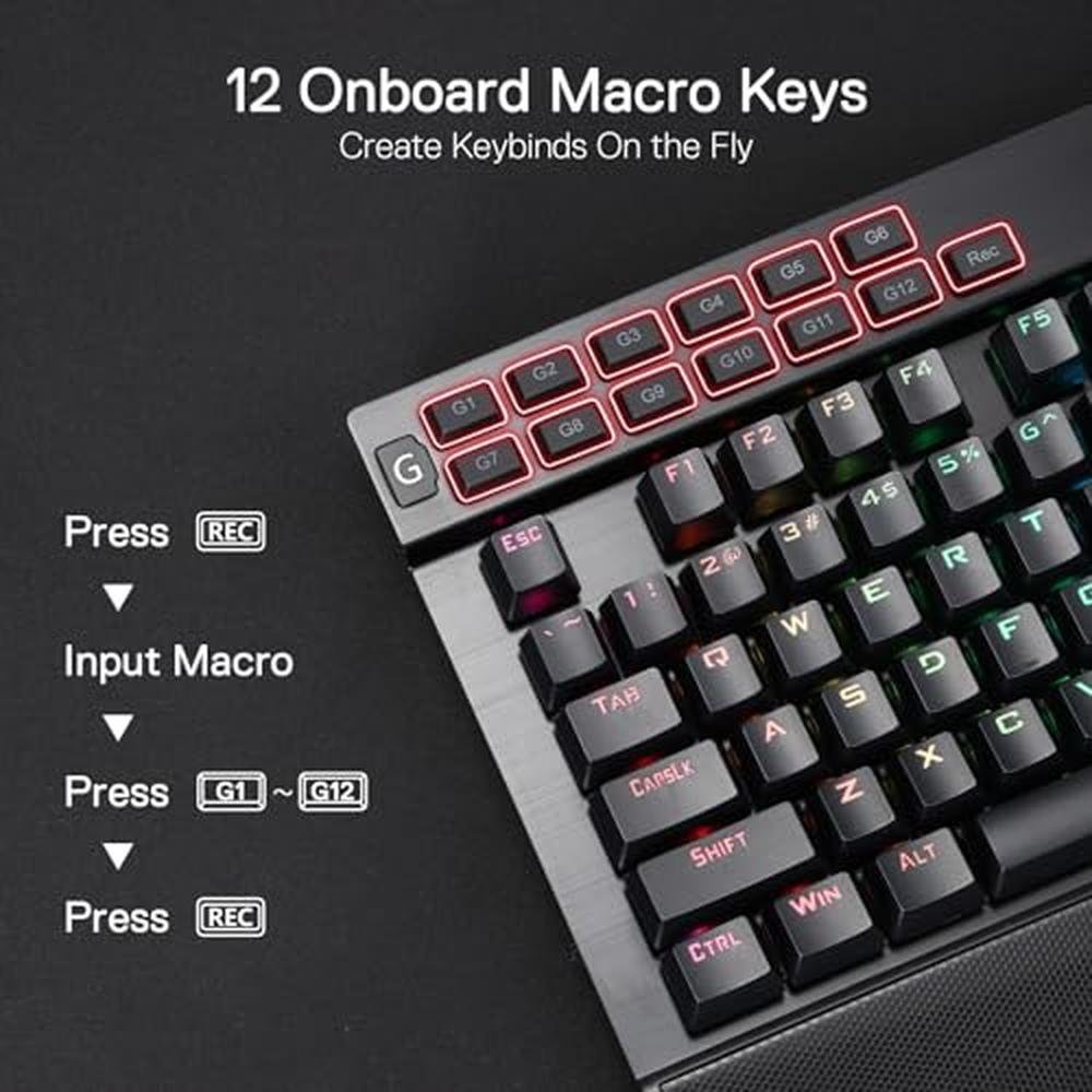 Keyboard Keys: Redragon K550 RGB Gaming Keyboard 104 Keys + – Close-up Detail