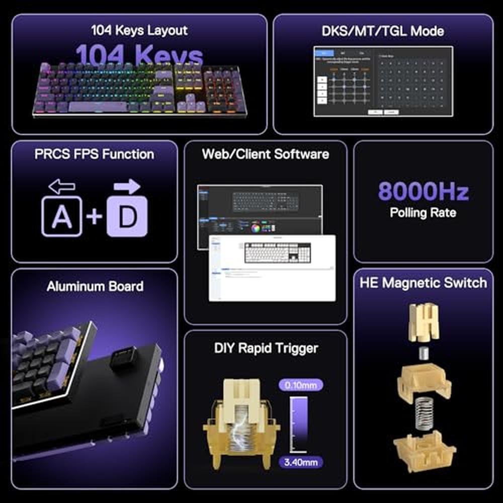 Keyboard Redragon: Redragon K556 HE Rapid Trigger Gaming – Side View