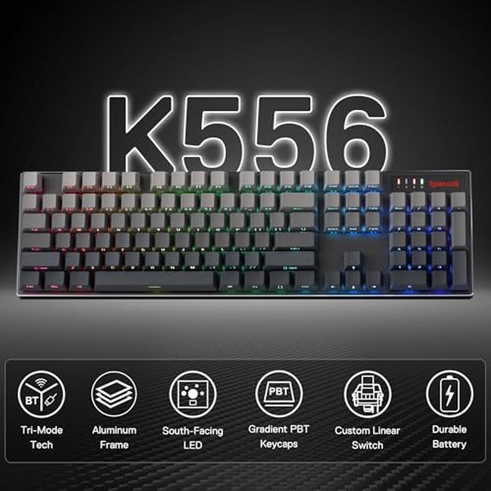 RGB Keyboard: Redragon K556 PRO 104 Keys Wireless Gaming – Side View