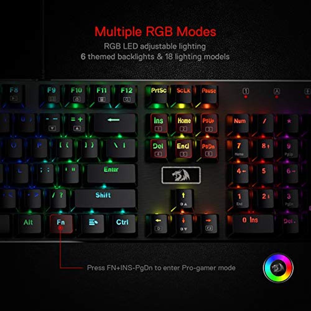Mechanical Keyboard: Redragon K556 RGB LED Backlit Wired – In Use