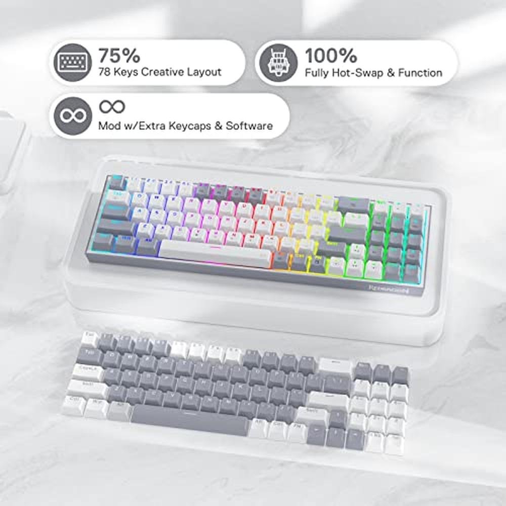 Keyboard Keys: Redragon K628 Pollux 75% Wired RGB Gaming – Side View