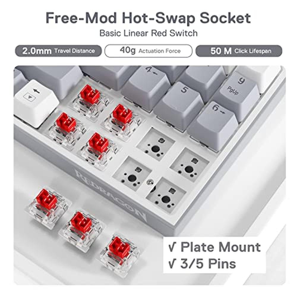 Keyboard Keys: Redragon K628 Pollux 75% Wired RGB Gaming – Packaging