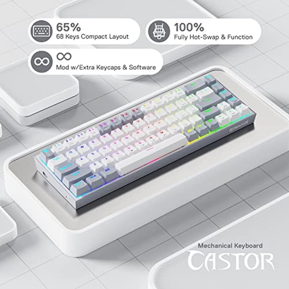 Keyboard Keys: Redragon K631 Gery 65% Wired RGB Gaming – Side View