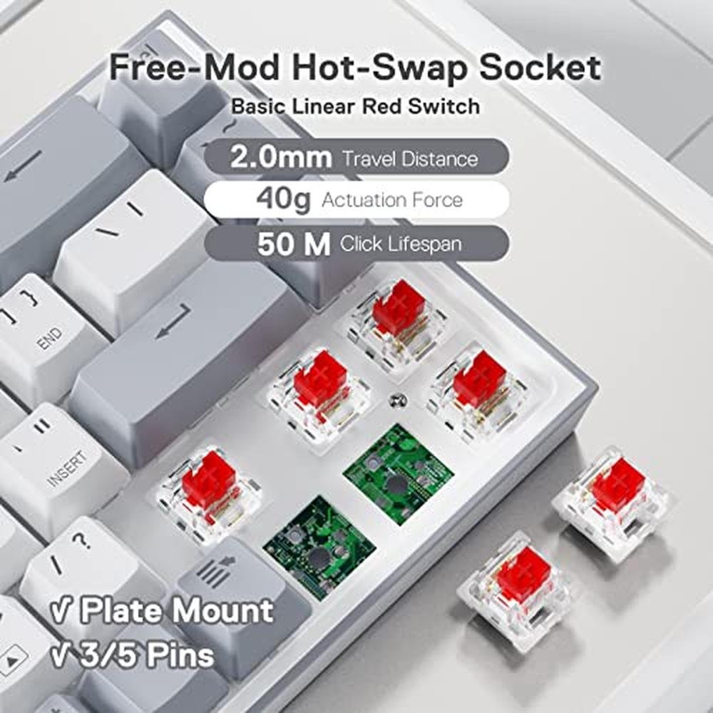 Keyboard Keys: Redragon K631 Gery 65% Wired RGB Gaming – In Use