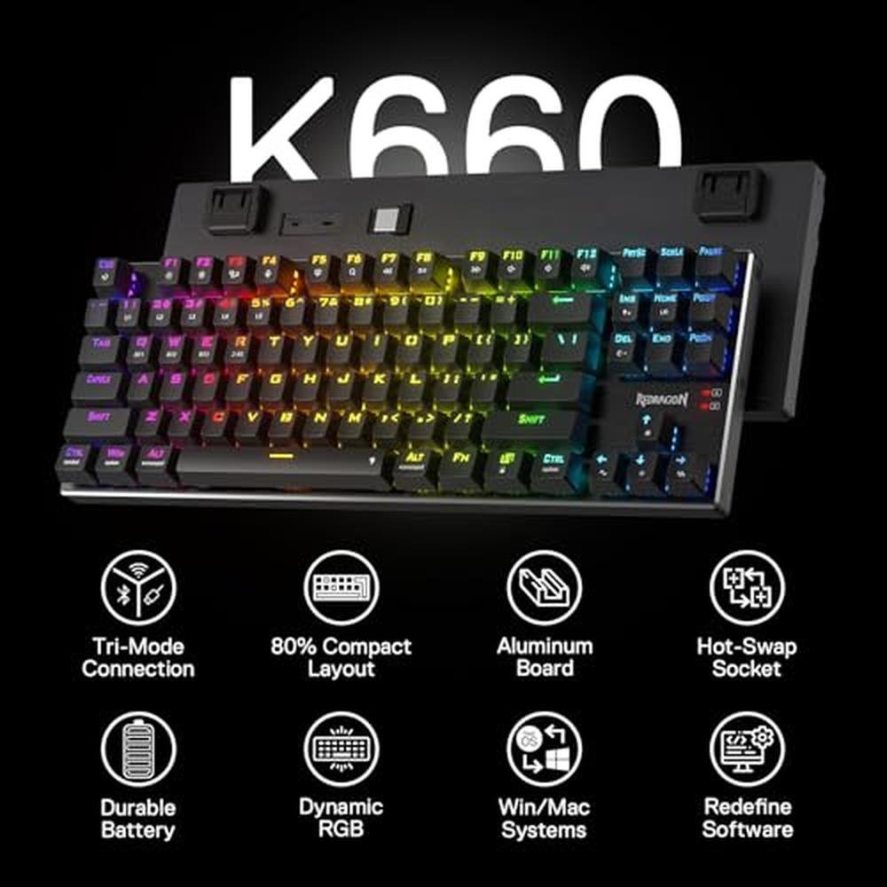 Keyboard Keys: Redragon K660RGB-PRO K556 TKL Wireless – Side View