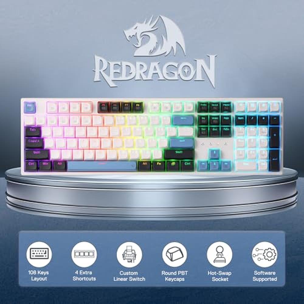 Keyboard Redragon: Redragon K668 Wired Gasket RGB Gaming – Side View