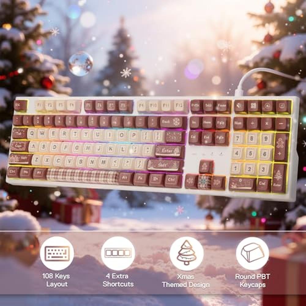Keyboard Redragon: Redragon K668 Xmas Wired Gasket RGB – Side View