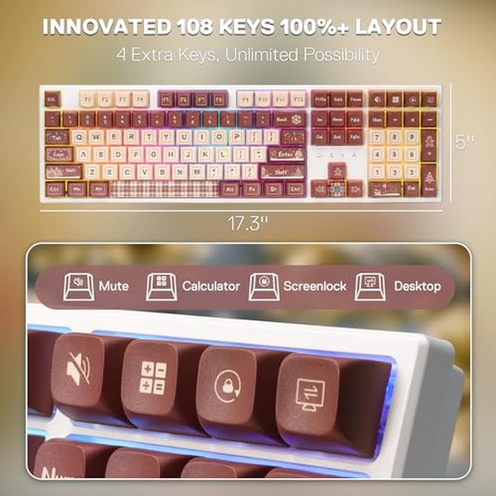 Keyboard Redragon: Redragon K668 Xmas Wired Gasket RGB – Close-up Detail