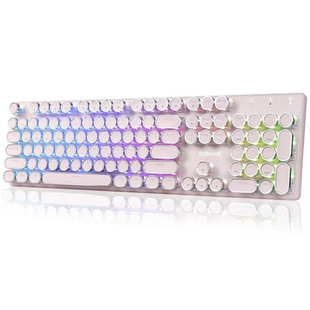 Pink Redragon Keyboard: Redragon K710 Wireless Typewriter – Front View