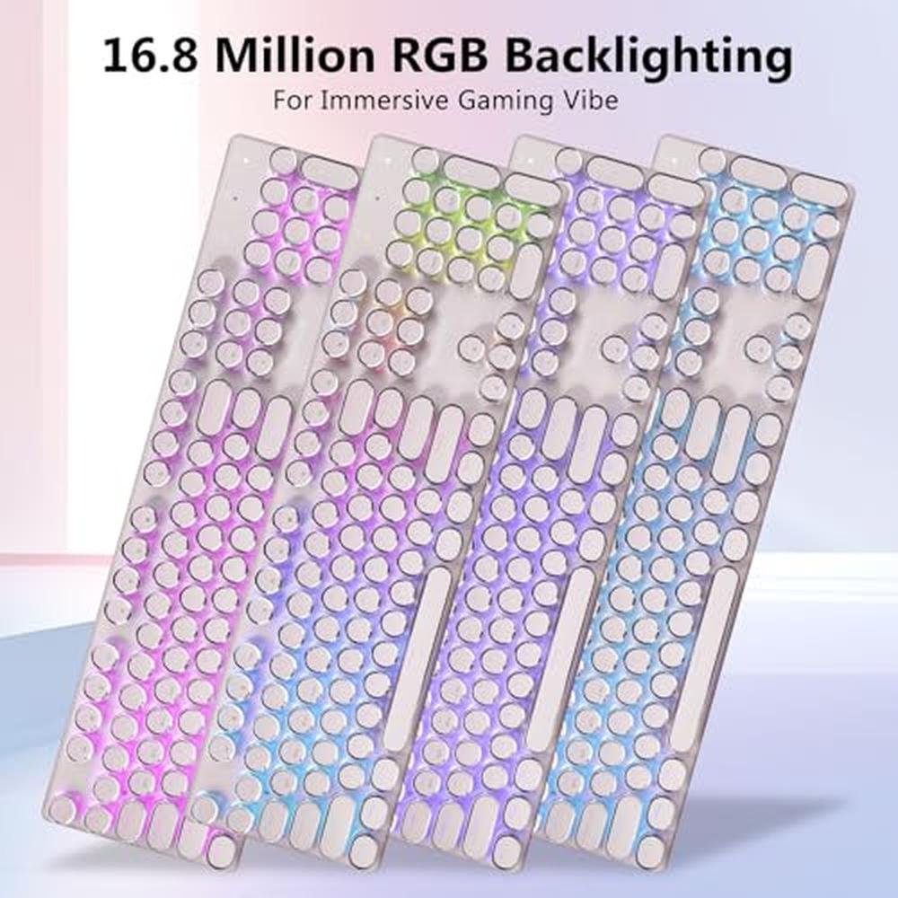 Pink Redragon Keyboard: Redragon K710 Wireless Typewriter – Close-up Detail