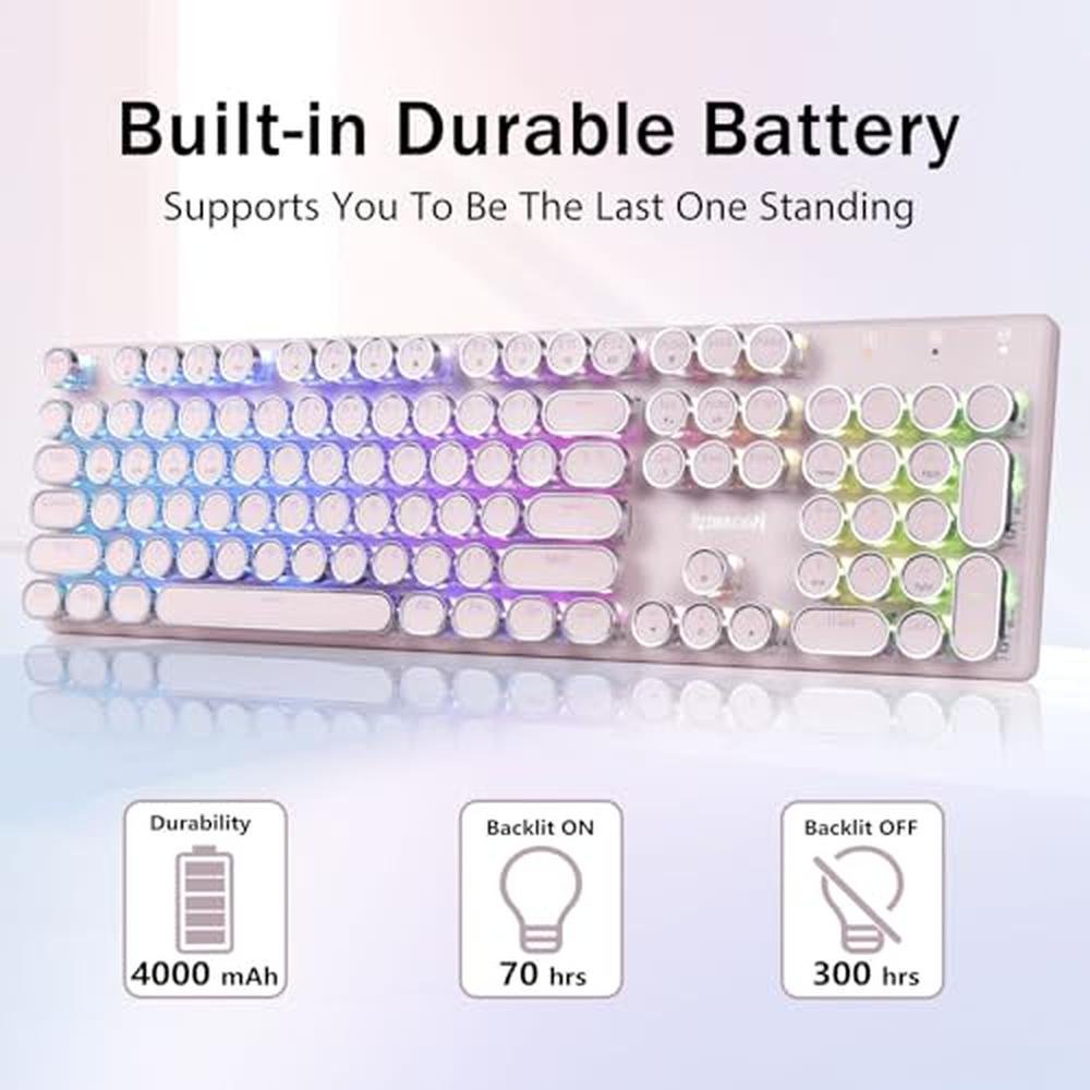 Pink Redragon Keyboard: Redragon K710 Wireless Typewriter – In Use