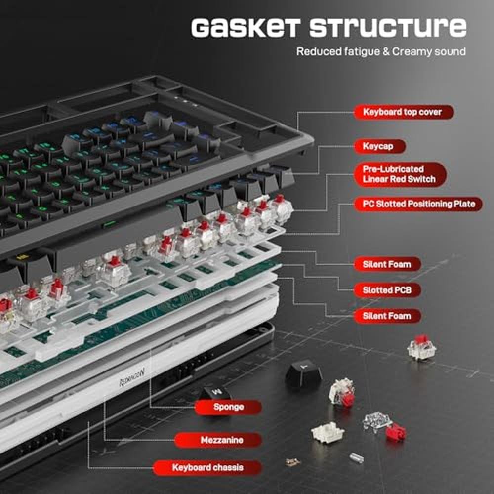 Redragon K713 Wireless Mechanical Keyboard – Side View