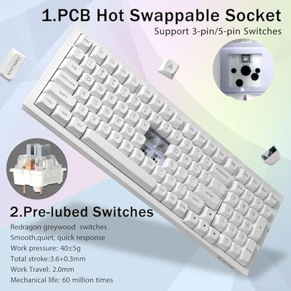 Redragon K723: Wireless Mechanical Gaming Keyboard Creamy – Close-up Detail
