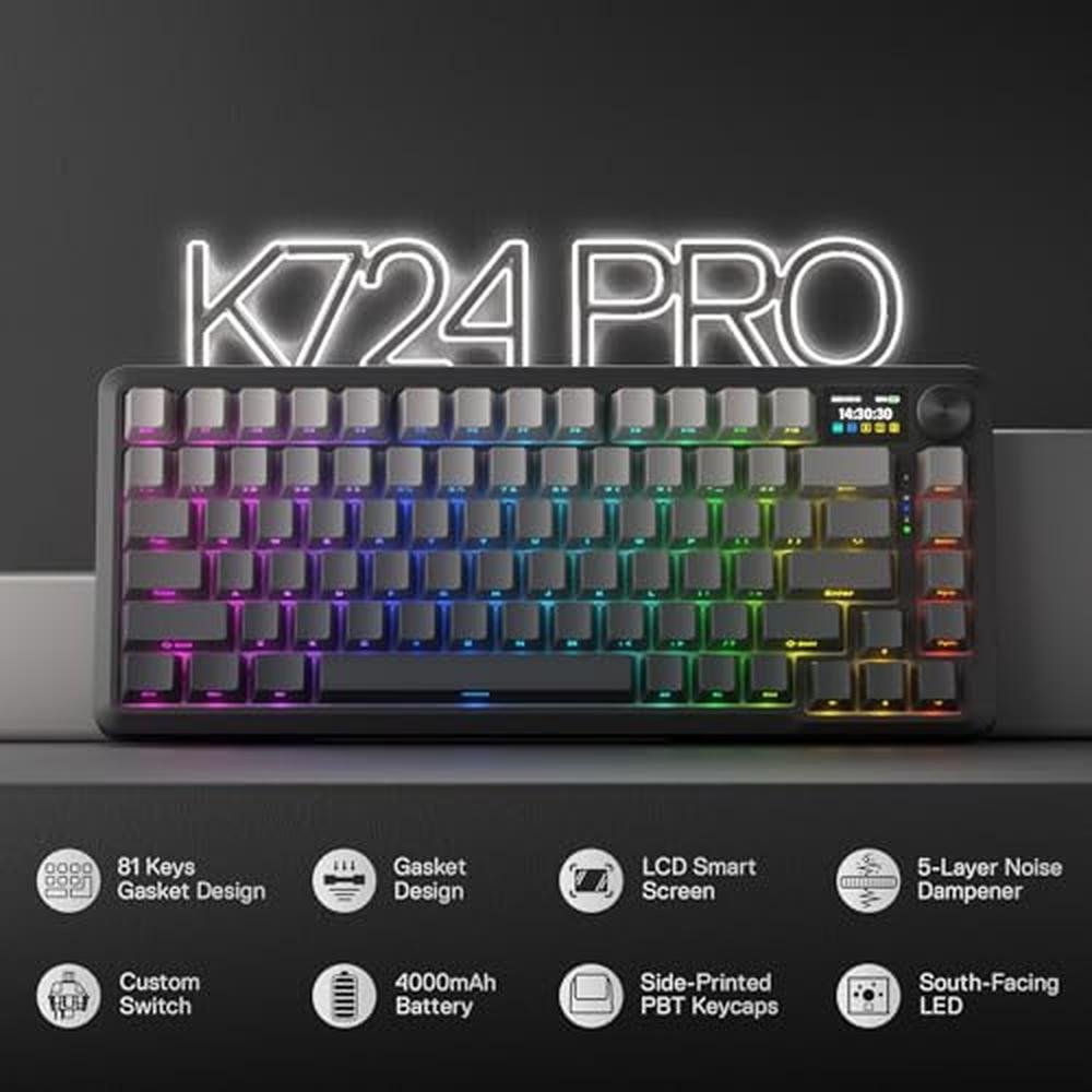 Keyboard Redragon K724 PRO Wireless Gasket Gaming Keyboard – Side View