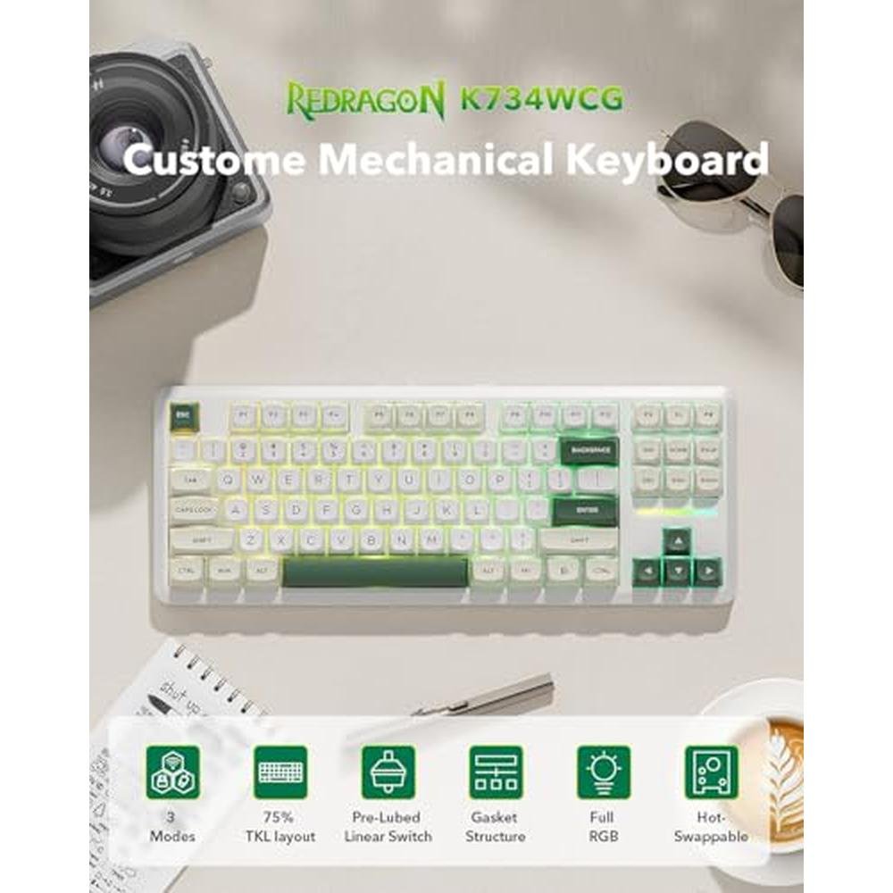 Redragon K734W Wireless Mechanical Keyboard – Side View
