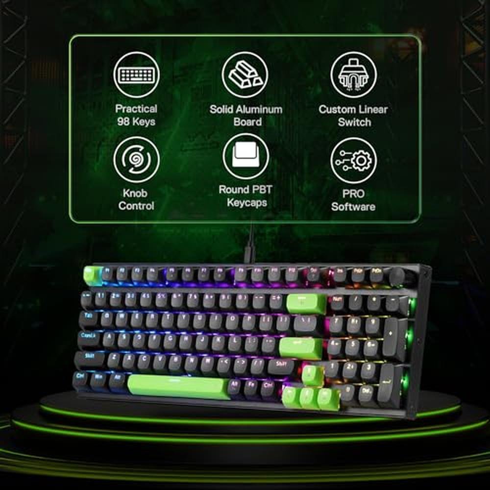 Gaming Keyboard: Redragon K740 98 Keys Wired RGB – Side View