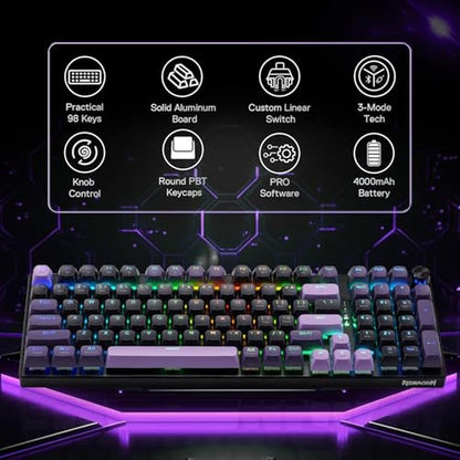Gaming Keyboard: Redragon K740 PRO 98 Keys Wireless RGB – Side View