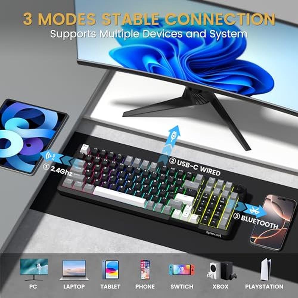 Keyboard Redragon: Redragon K742 Wireless Mechanical Gaming – Close-up Detail