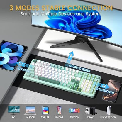 Keyboard Green: Redragon K742 Wireless Mechanical Gaming – Close-up Detail
