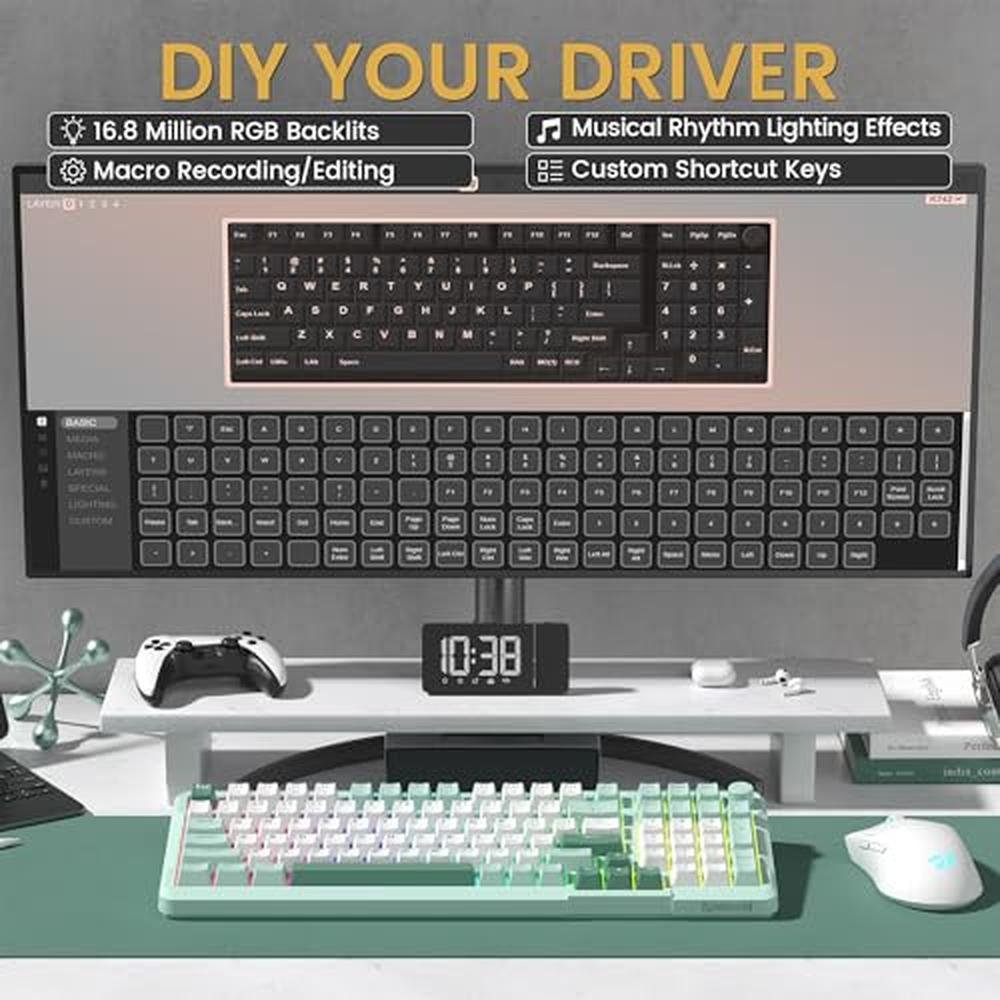 Keyboard Green: Redragon K742 Wireless Mechanical Gaming – In Use