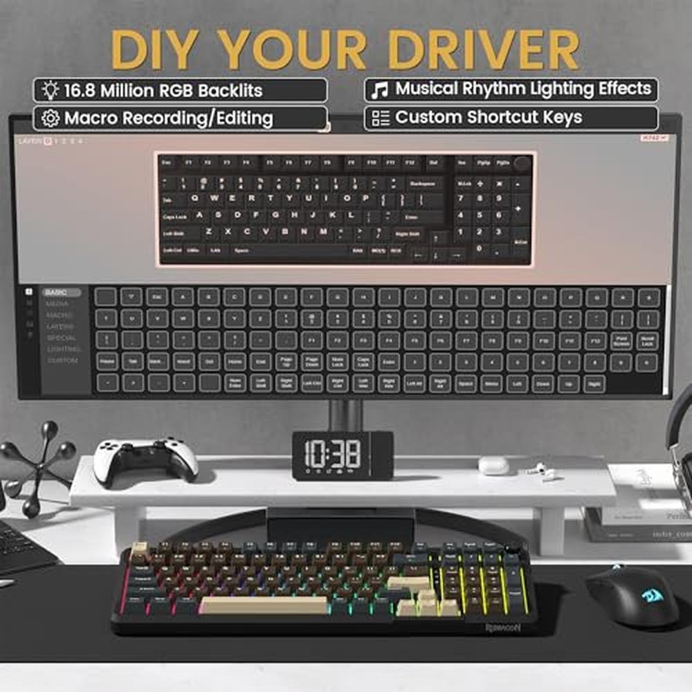 Keyboard Brown: Redragon K742 Wireless Mechanical Gaming – Close-up Detail